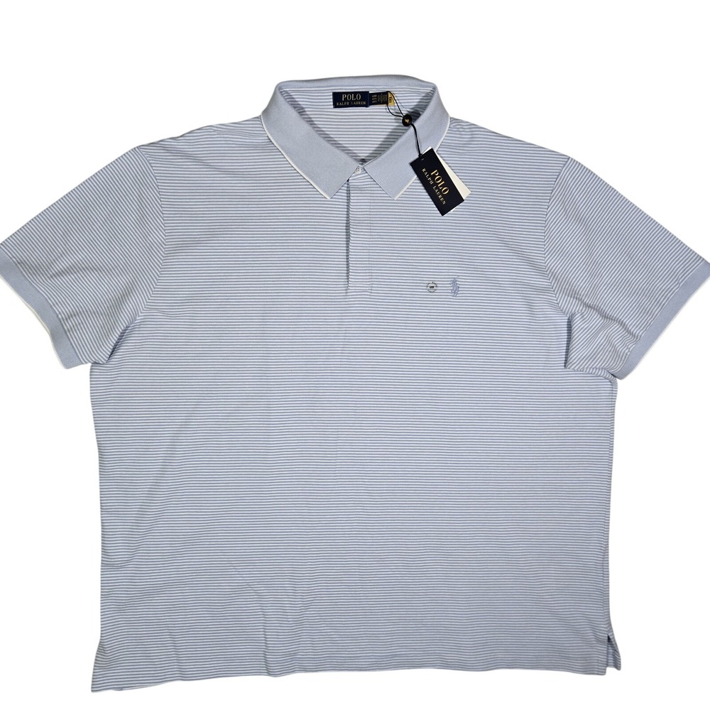 $138 Polo Ralph Lauren Striped Polo Mens 4XB Stretch Performance Blue Big Tall